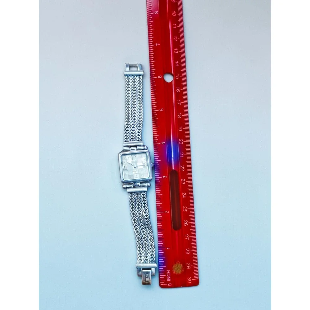 Ecclissi Sterling Silver 925 Mother of Pearl Mosaic Dial Bracelet Watch New Batt